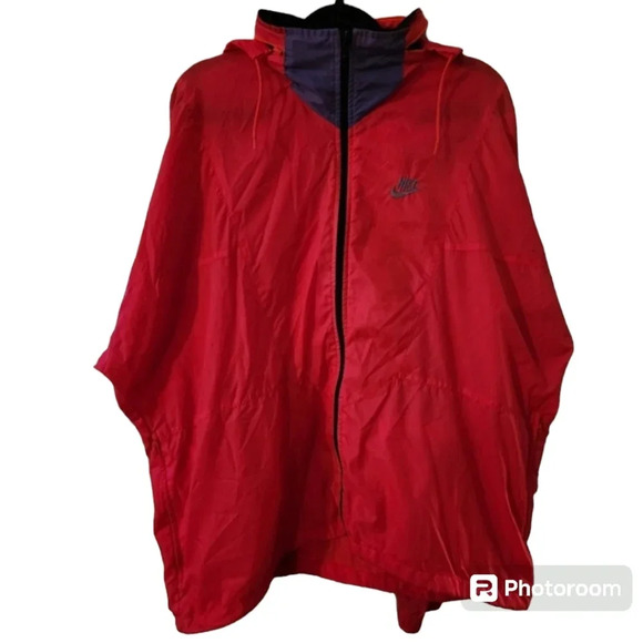 Retro Nike Windbreaker Jacket Red Black Full Zip Vintage 90s Tracksuit Style - Picture 4 of 10